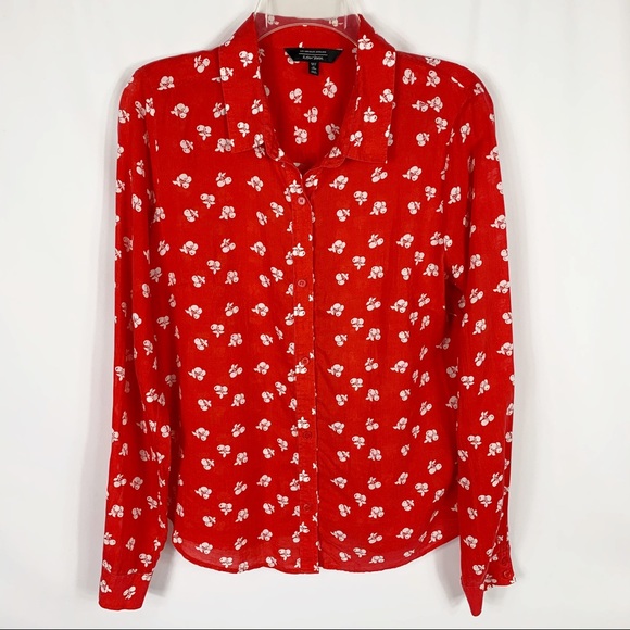 & Other Stories Tops - & Other Stories Red Cherry Print Button Shirt 10
